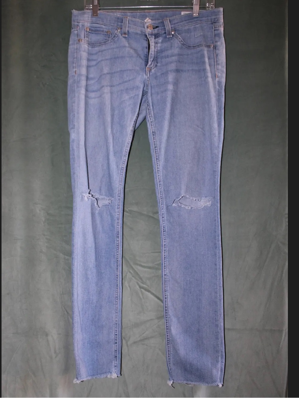 Rag + Bone Women’s Light Blue Distressed Straight Jeans